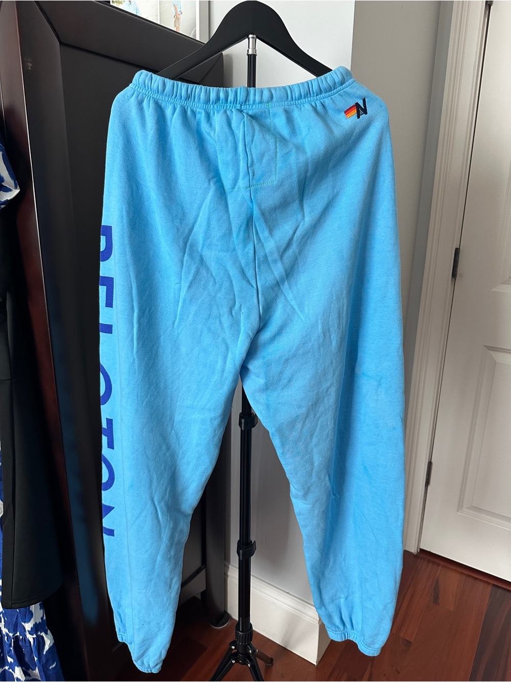 Aviator Nation x Peloton Light Blue Sweatpants with Bold Navy Side Logo
